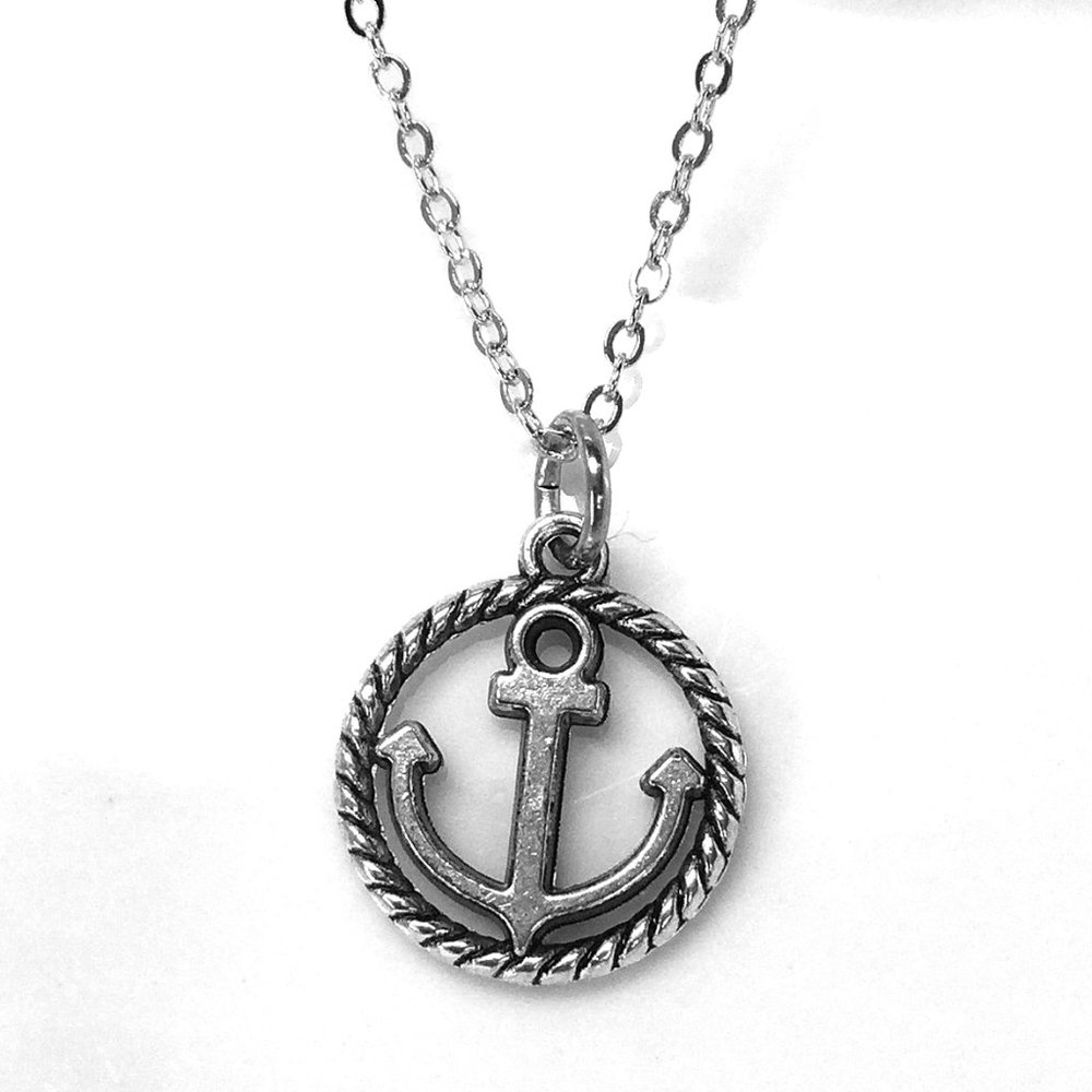 Small Round Anchor Charm Necklace